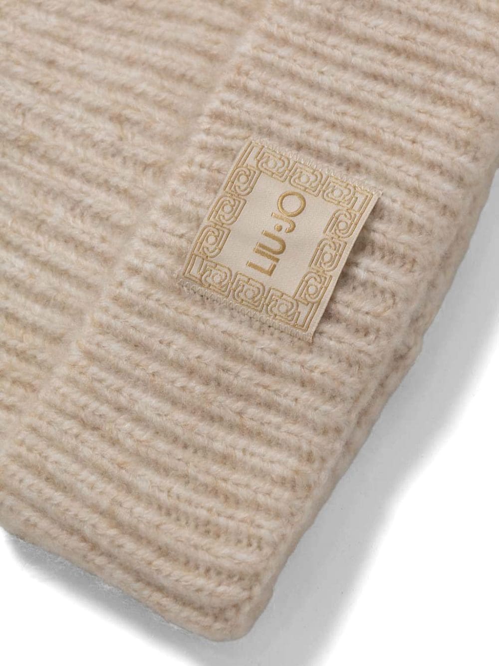 Shop Liu •jo Ribbed Scarf And Beanie In Neutrals