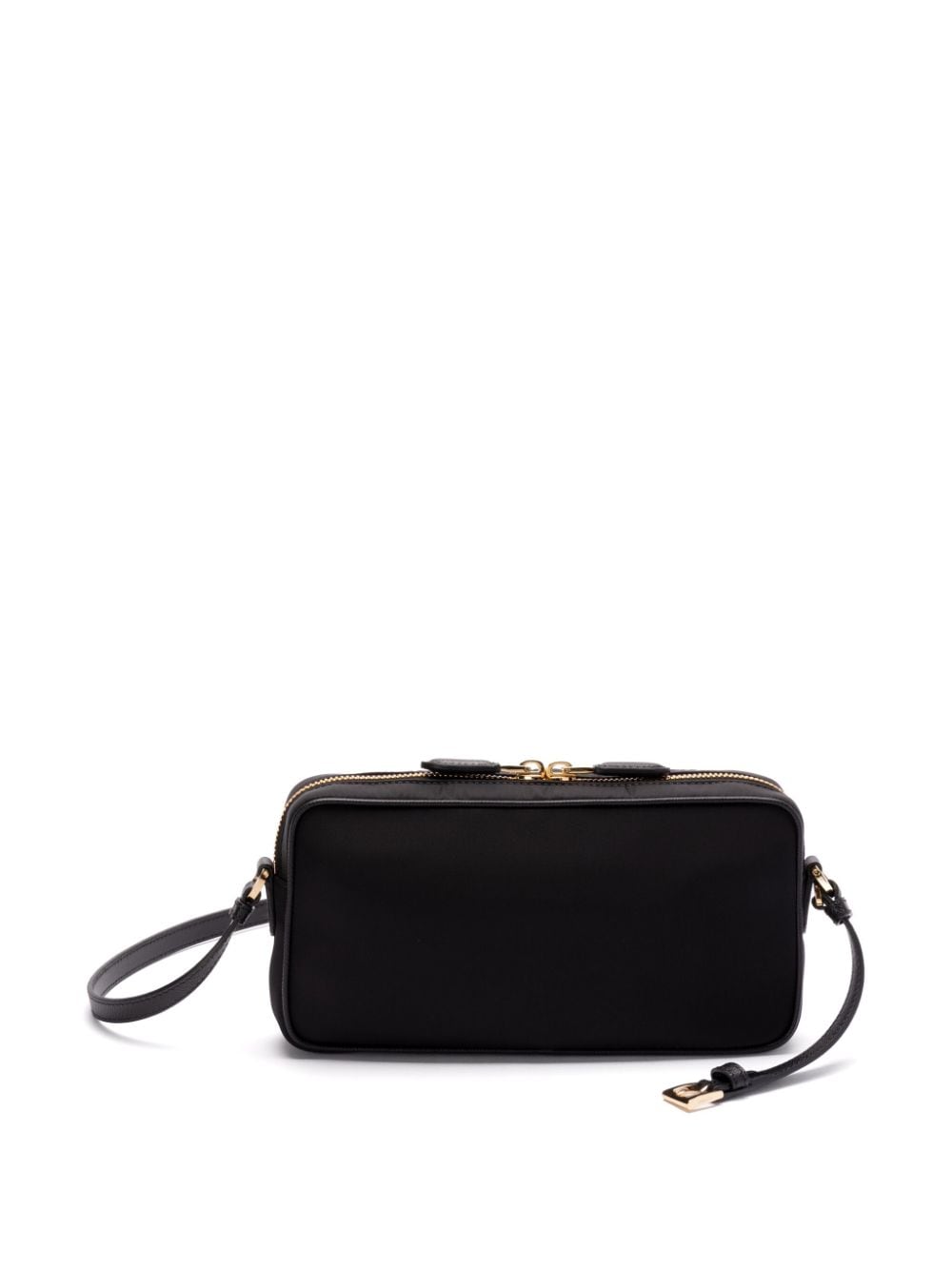 Prada enamel-triangle crossbody bag - Zwart