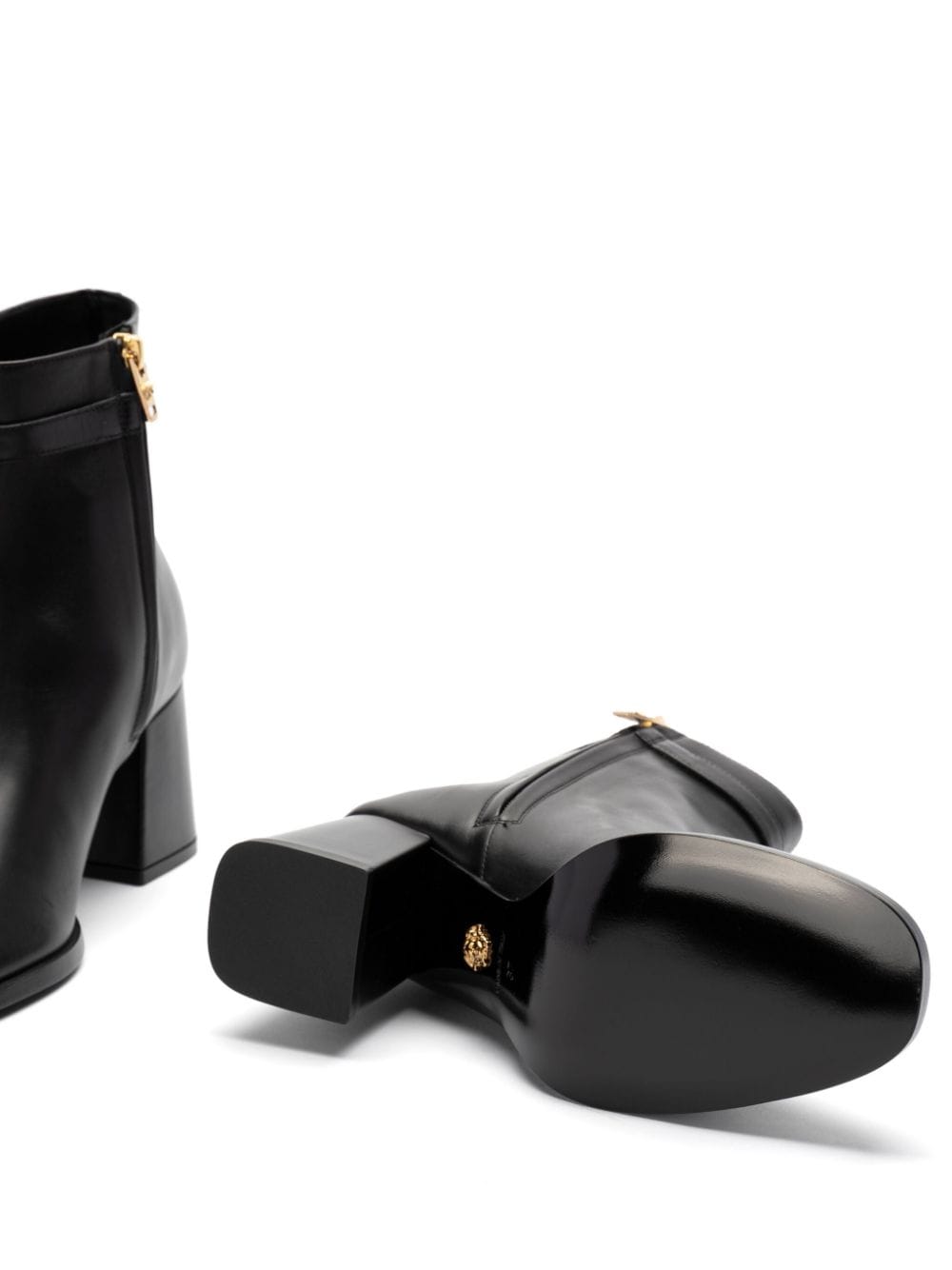 Shop Versace Leather Ankle Boots In Black