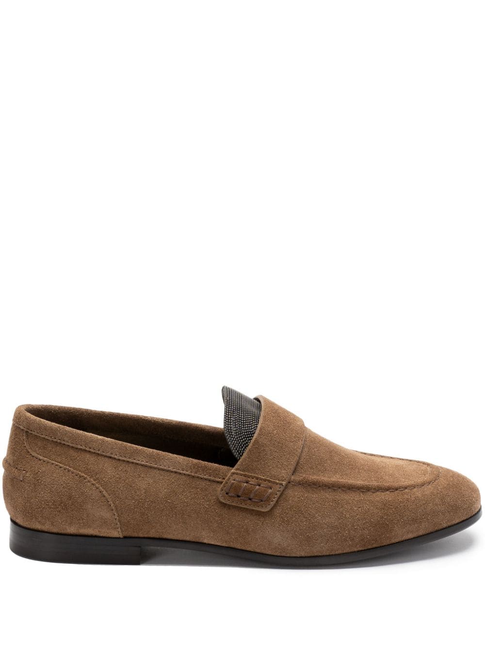 Shop Brunello Cucinelli Suede Loafers In Braun