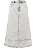 izzue washed denim midi skirt - White