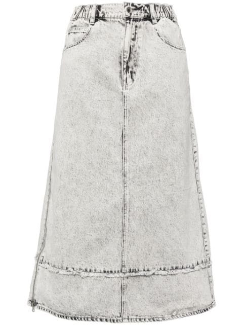 izzue washed denim midi skirt