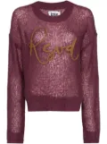 izzue slogan patch jumper - Purple