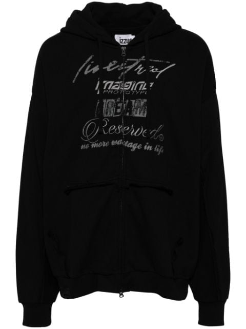 izzue embroidered logo hoodie