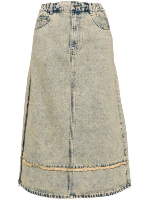 izzue washed denim midi skirt