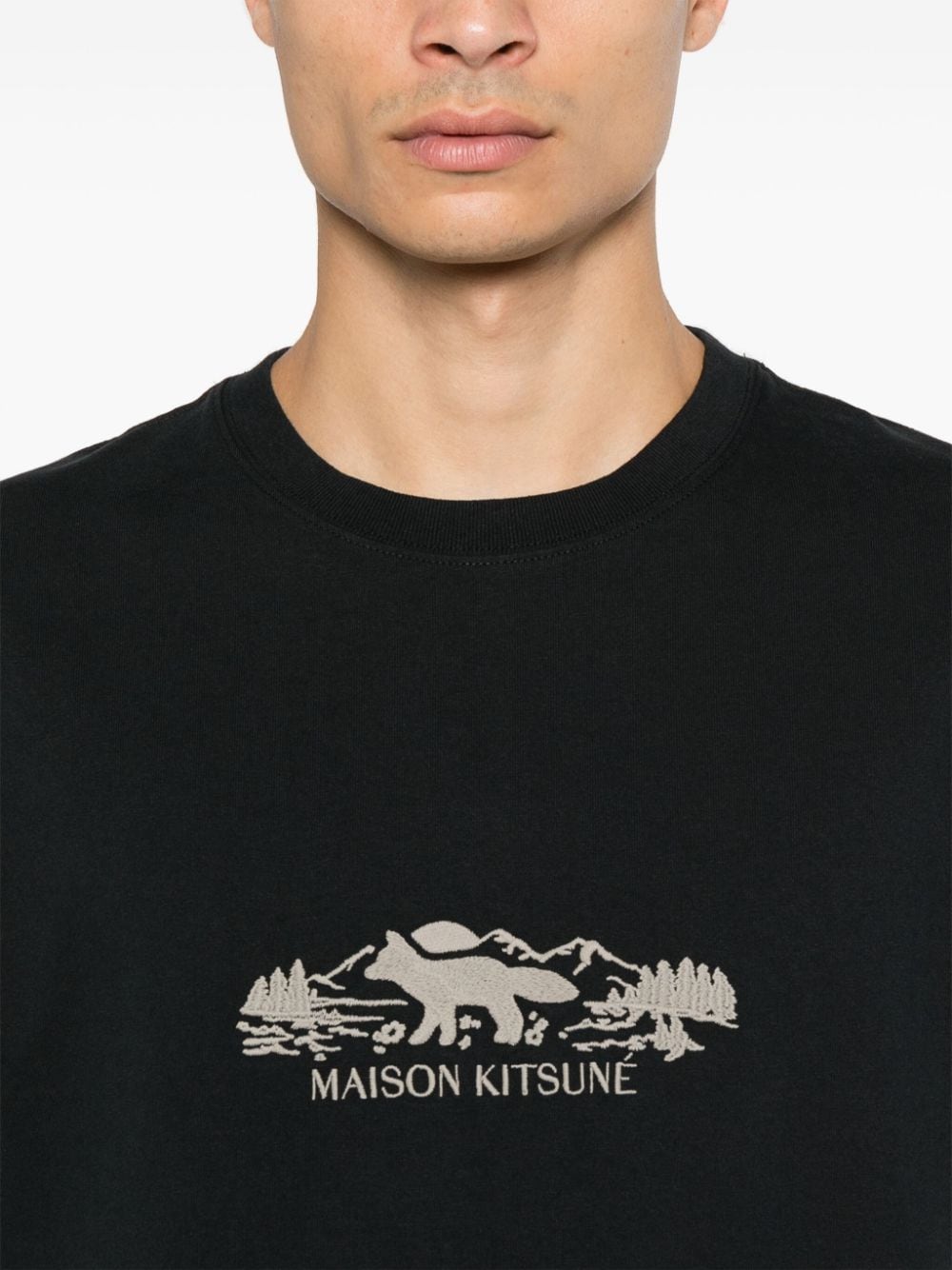 Shop Maison Kitsuné Outdoor Profile Fox T-shirt In Black