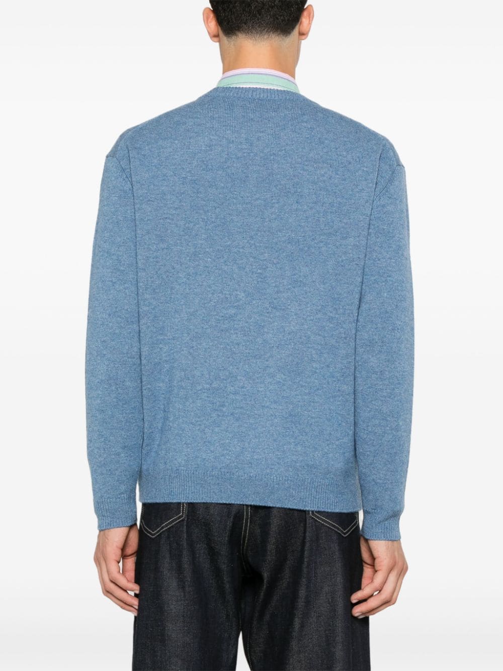 Shop Maison Kitsuné Bold Fox Head Embroidered Sweater In Blue