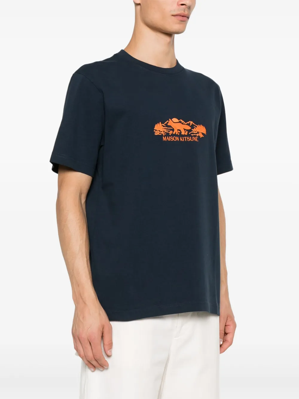 Maison Kitsuné Outdoor Profile Fox T-shirt Blauw