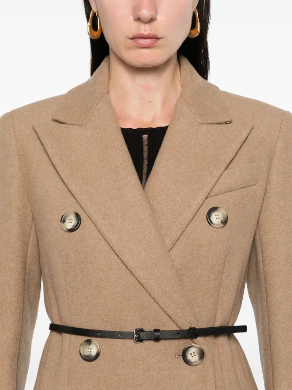 【SPORTMAX】GHIA WOOL COAT Max Mara Sportmax Ghia Double-Breasted Belted Trench Coat