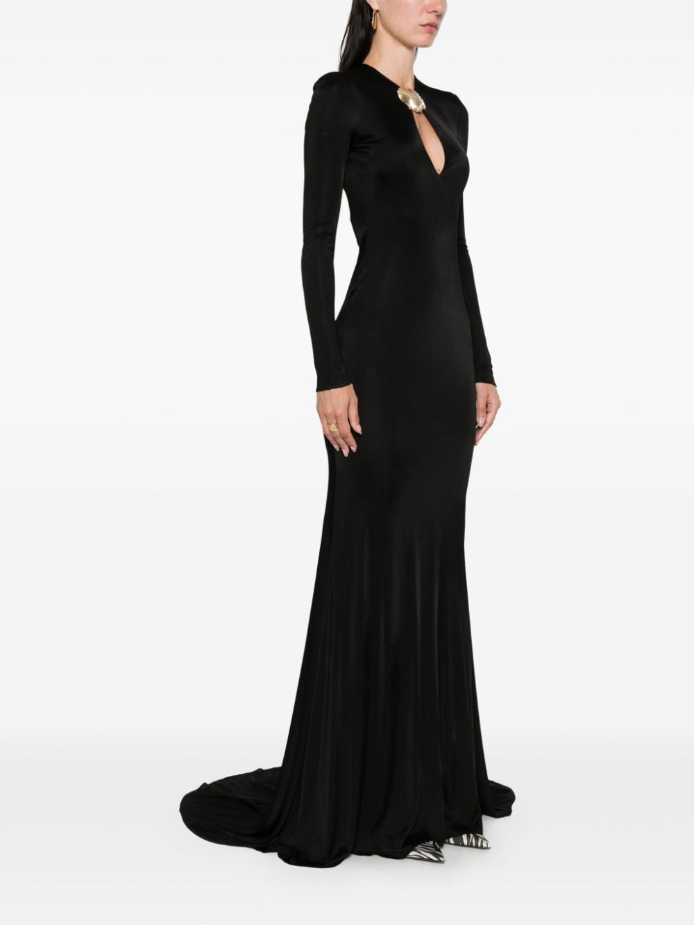 Shop Giuseppe Di Morabito Jersey Long Dress In Black