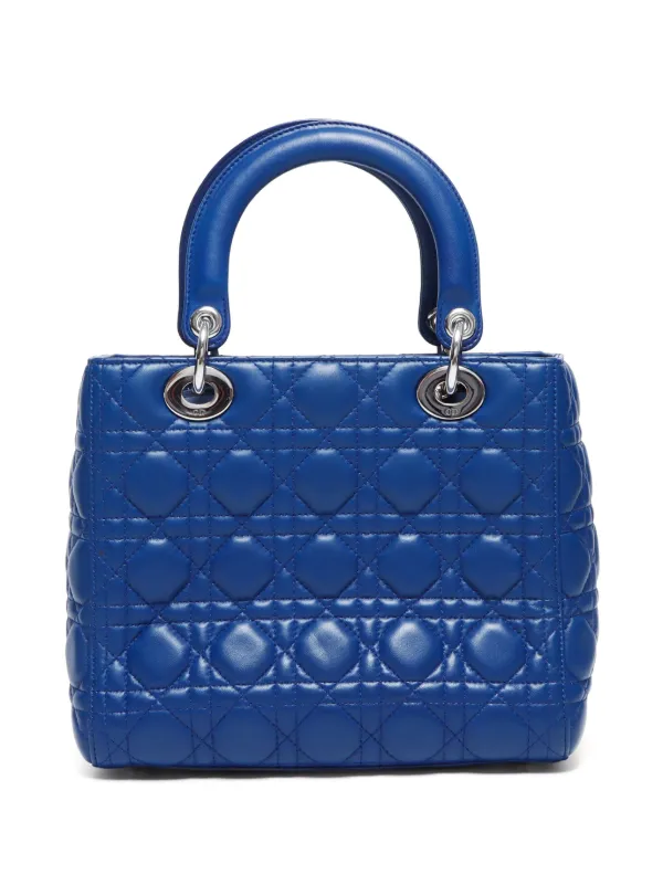 Christian Dior Pre Owned Medium Lady Dior two way Bag Blue FARFETCH TR