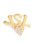 Saint Laurent Pre-Owned YSL rhinestone brooch - Gold