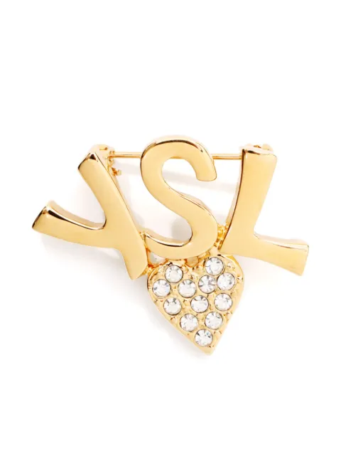 Saint Laurent Pre-Owned YSL rhinestone brooch