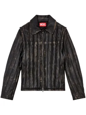 (S62)ディーゼル DIESEL ライダース レザー ジャケット 革ジャン DIESEL ディーゼル レザー ブルゾン メンズ 革ジャン ライダース