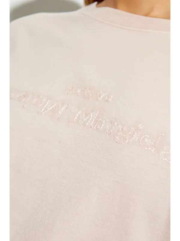 関税込【Maison Margiela】ロゴ刺繍 Tシャツ ピンク セール】MM6 Maison Margiela(エムエムシックス メゾン