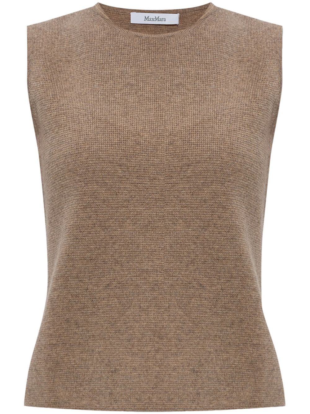 Shop Max Mara Sleeveless Knitted Top In Brown