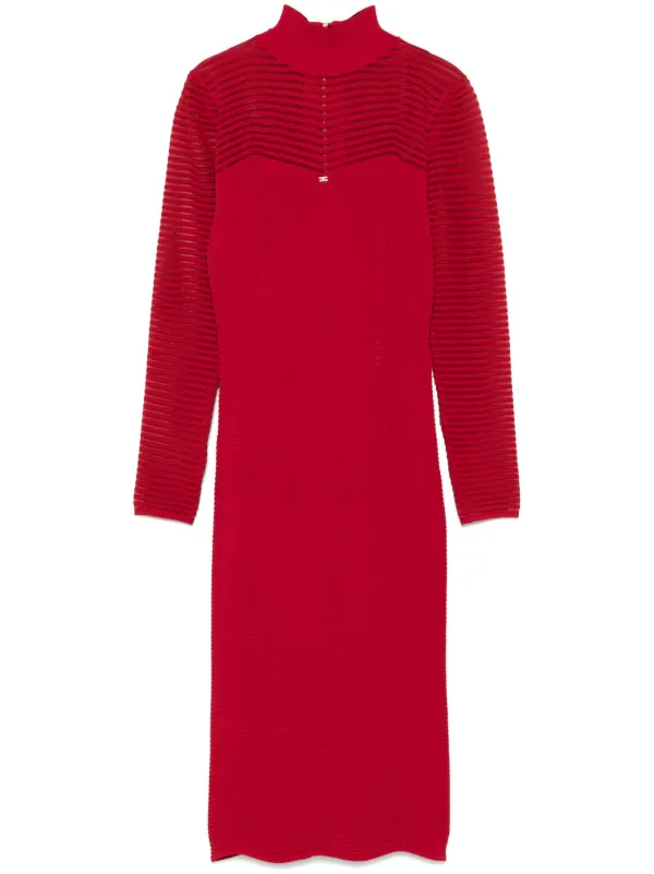 関税込★VIP価格【ELISABETTA FRANCHI】ヘリンボーン柄ドレス Elisabetta Franchi ヘリンボーン ドレス | レッド | FARFETCH JP