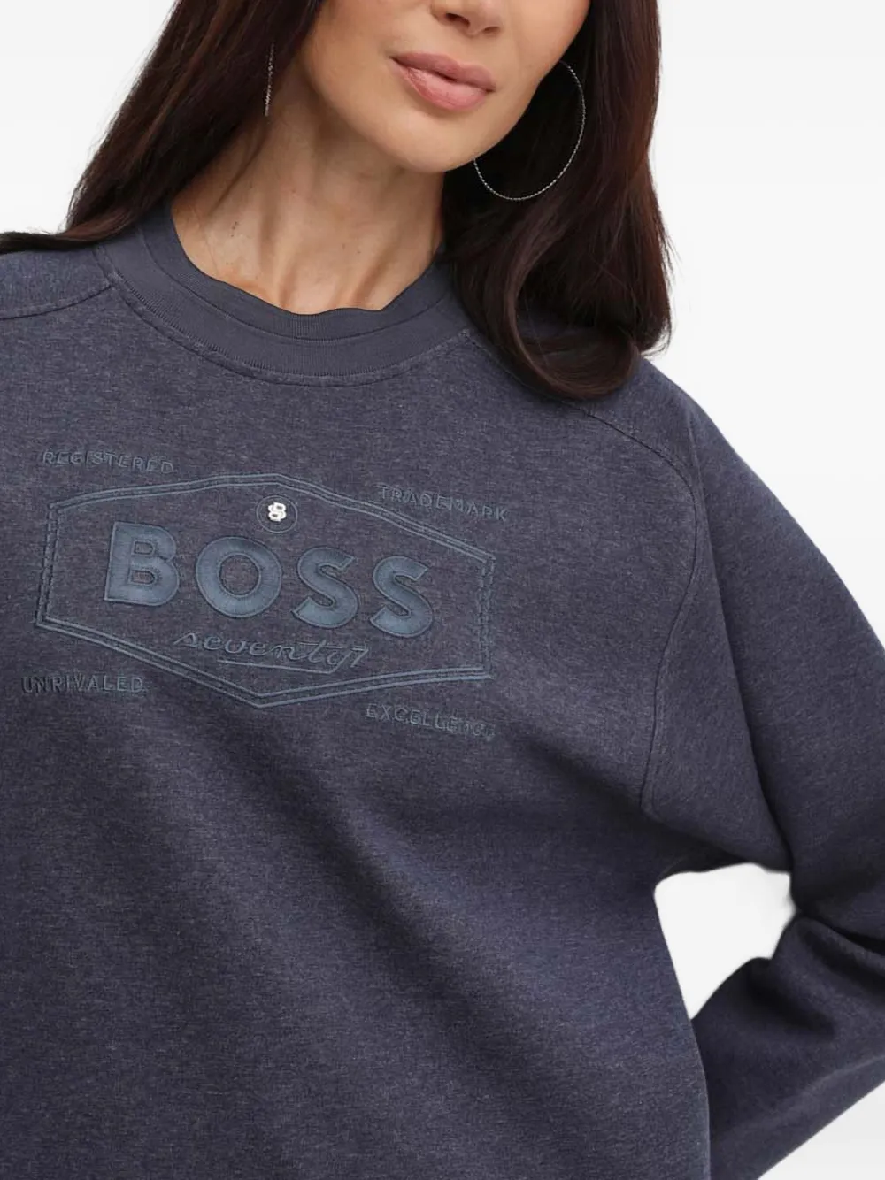 BOSS Sweater met geborduurd logo Blauw
