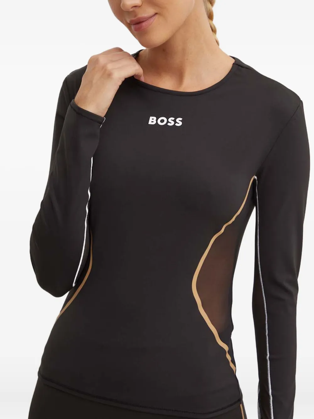 Hugo Boss Mesh-panel T-shirt In Black