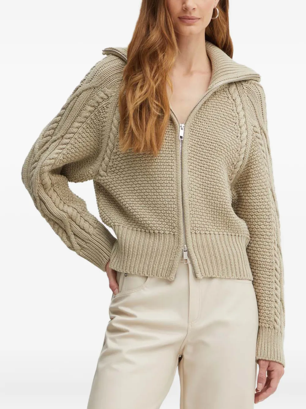 BOSS cable-knit zip-up cardigan | Neutrals | Image 1