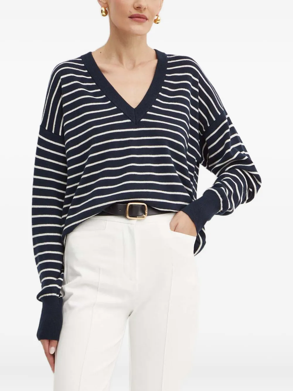 BOSS striped V-neck sweater | Blue | Image 1
