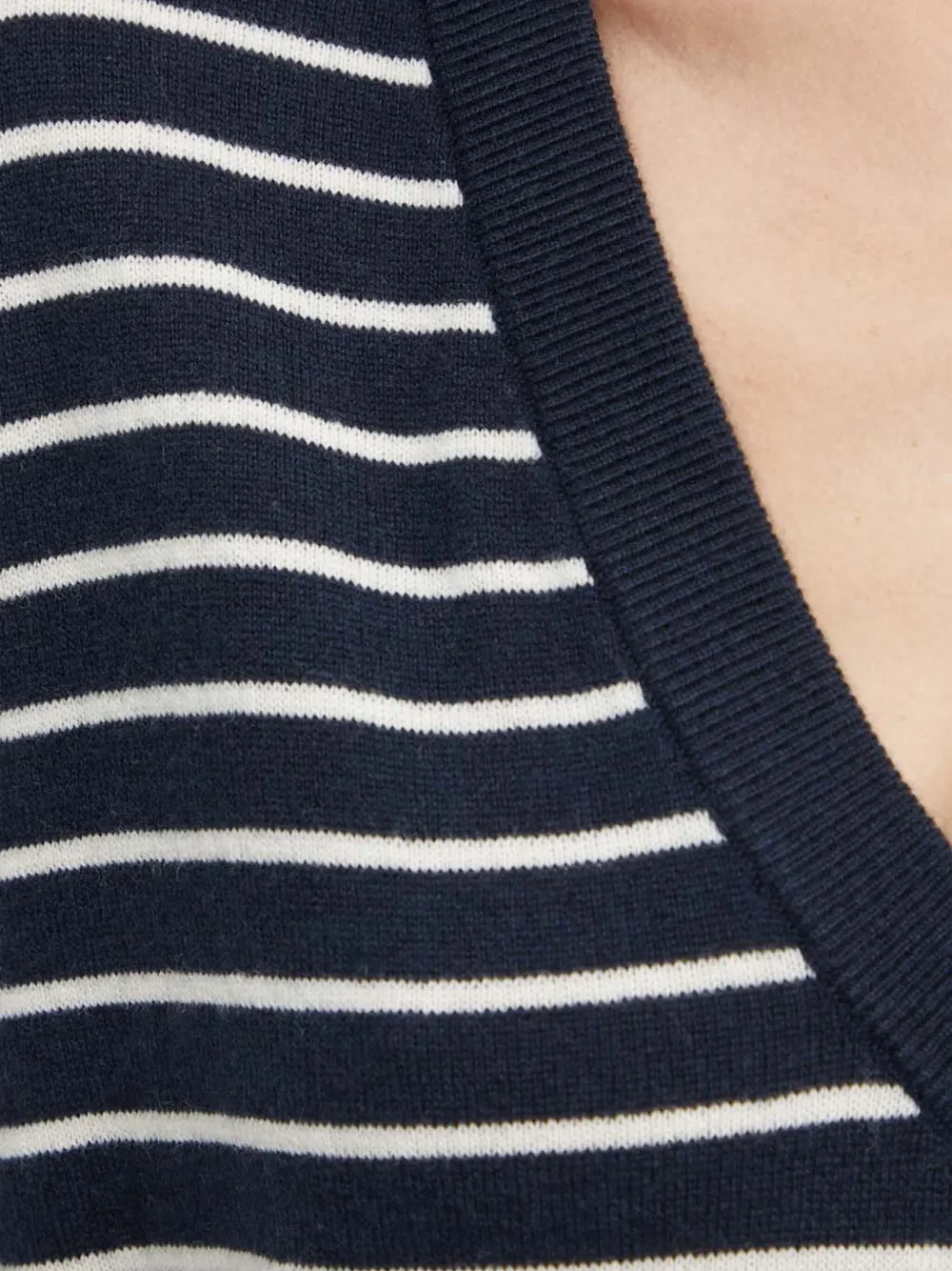 Hugo Boss Striped V-neck Sweater In Blue