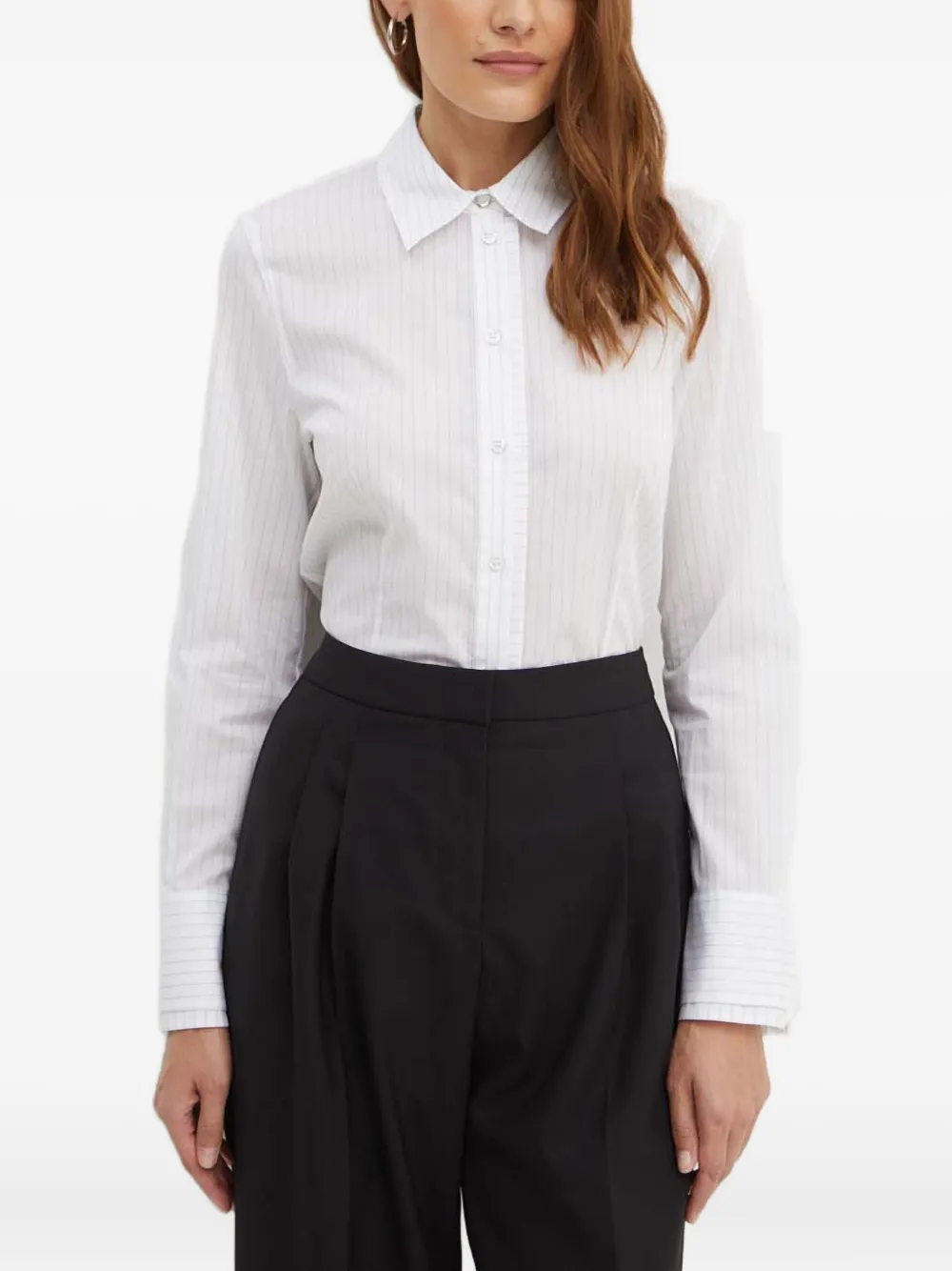 Hugo Boss Striped Long-sleeve Shirt In White