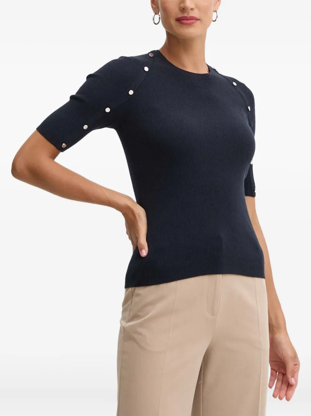 BOSS ribbed-knit button-detail sweater | Blue | Image 1