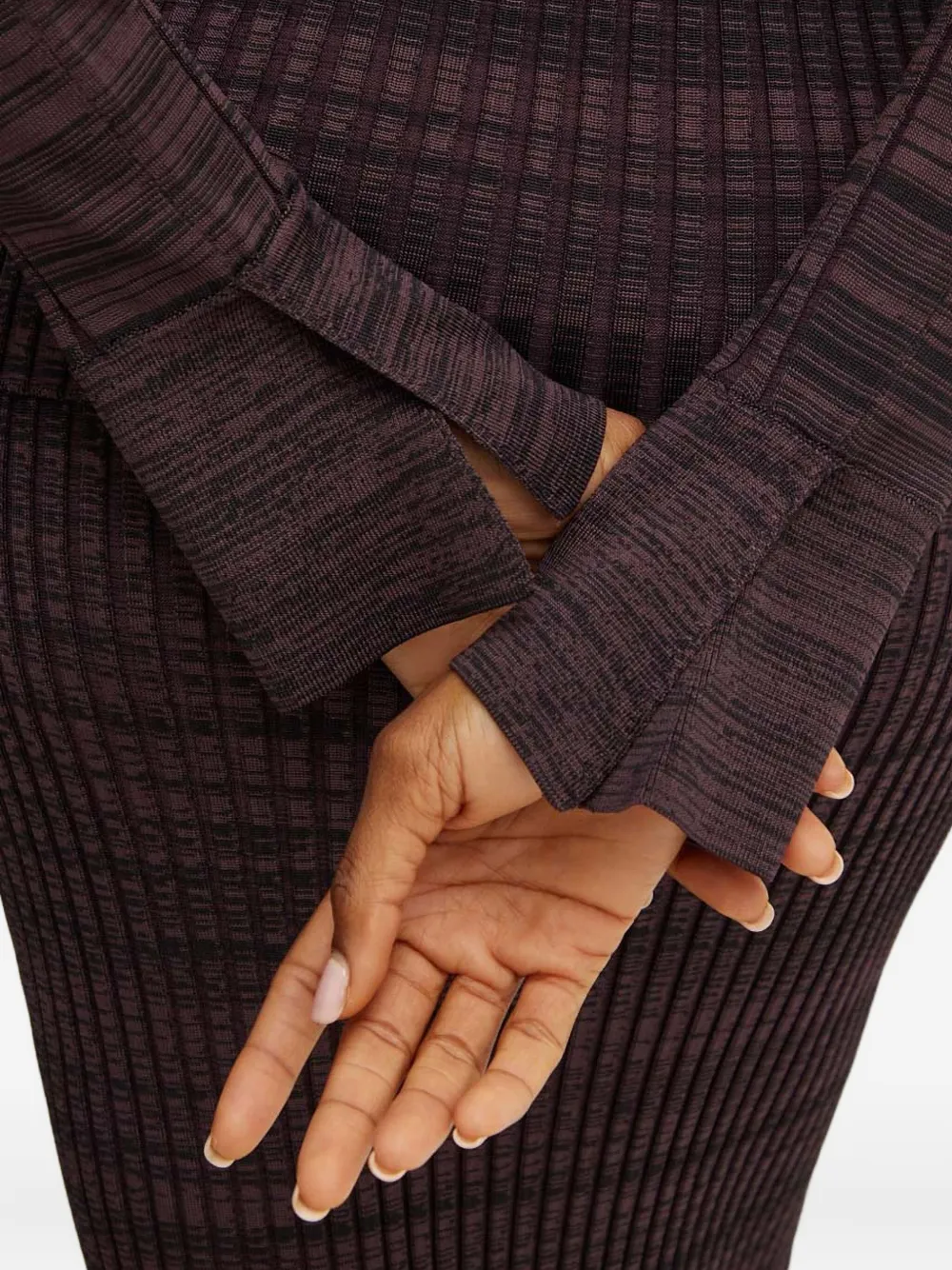 Hugo Boss Ribbed-knit Midi Dress In Purple