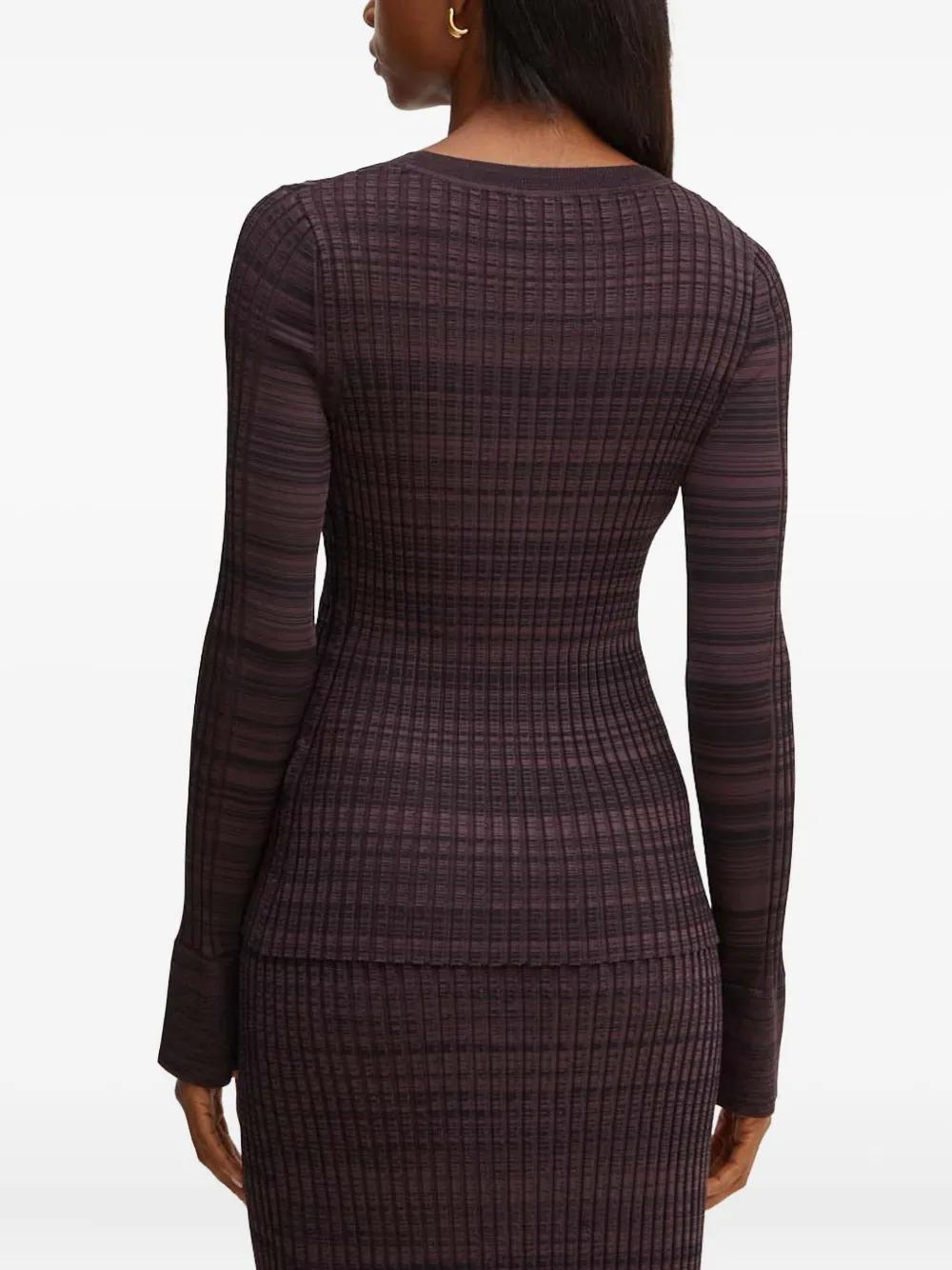 Hugo Boss Ribbed-knit Midi Dress In Purple