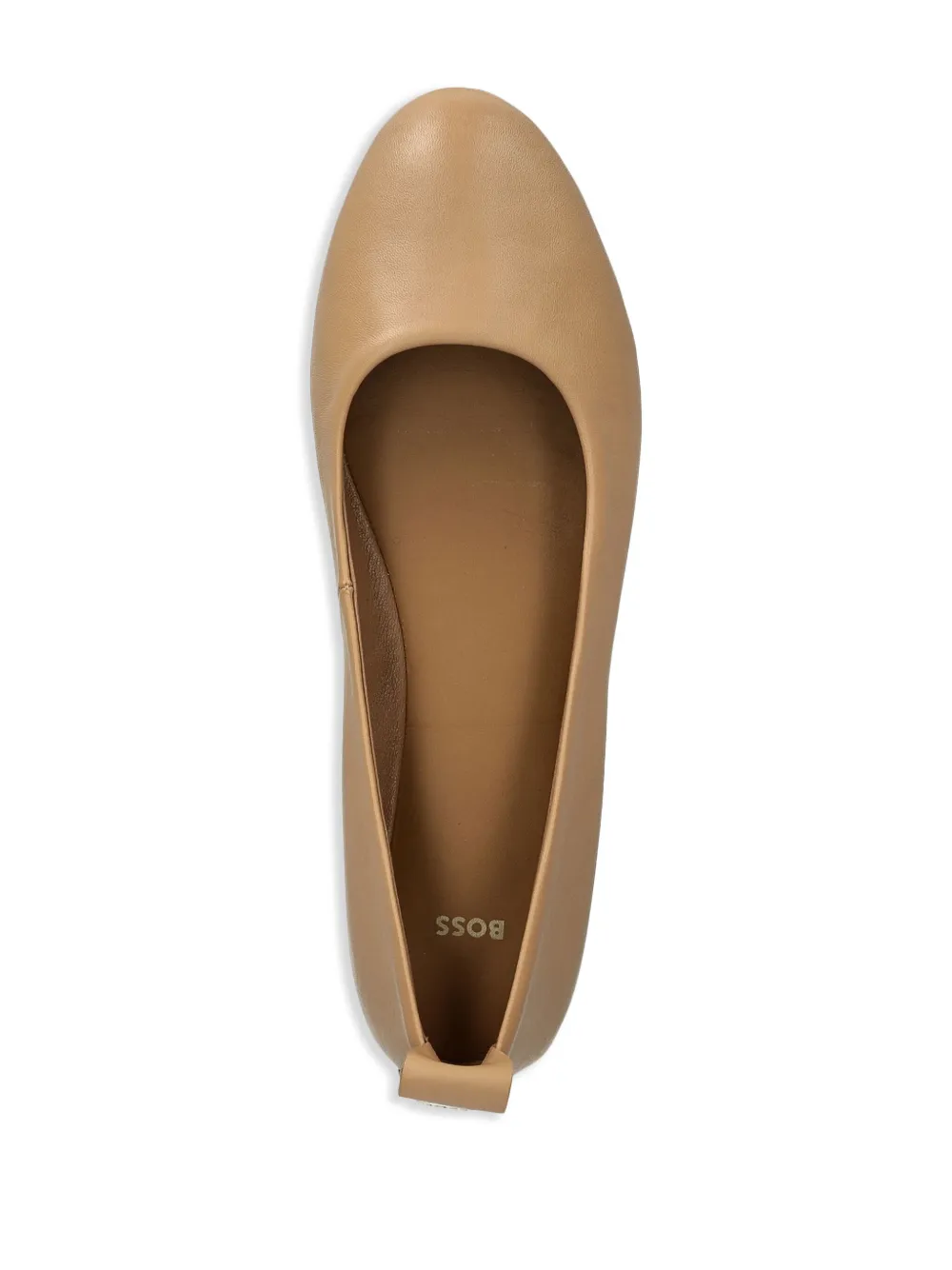 BOSS Leren ballerina's Beige