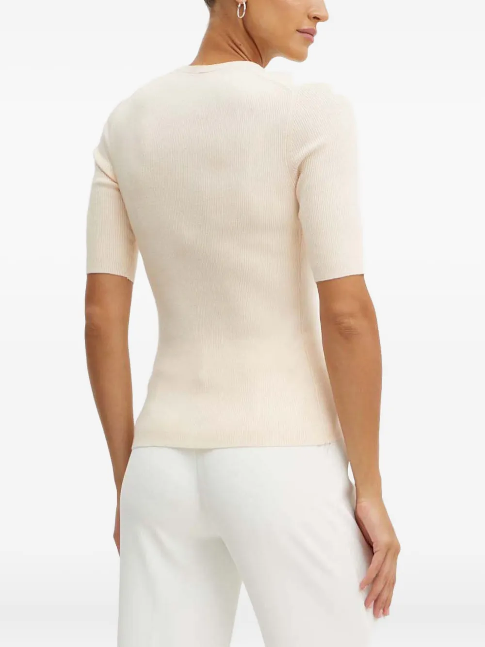 Hugo Boss Button-detail Ribbed Sweater In Neutral