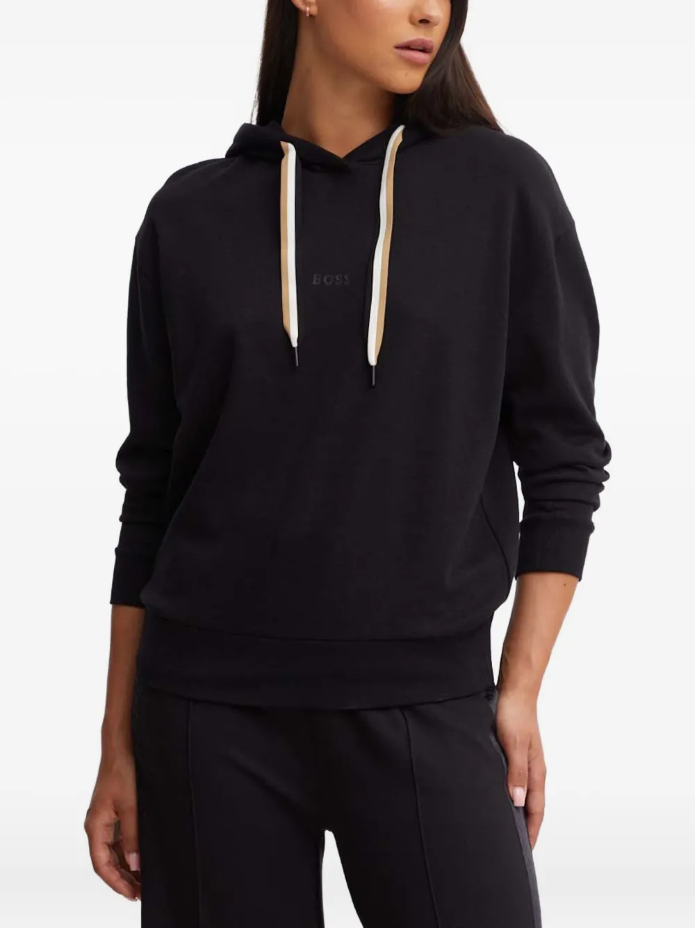 BOSS logo-print hoodie | Black | Image 1