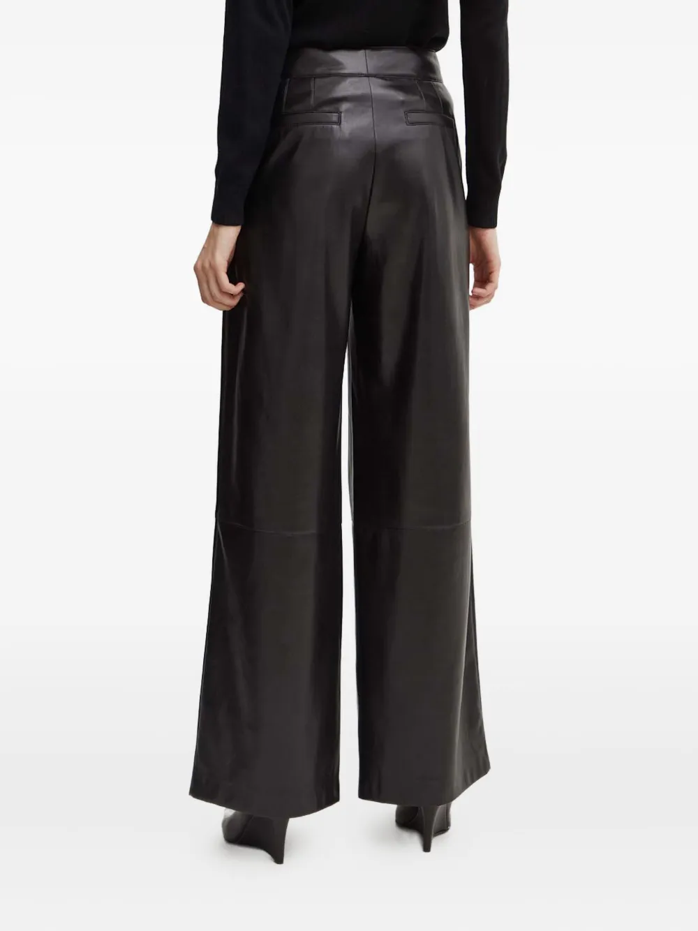 BOSS Broek met geplooide voorkant Zwart