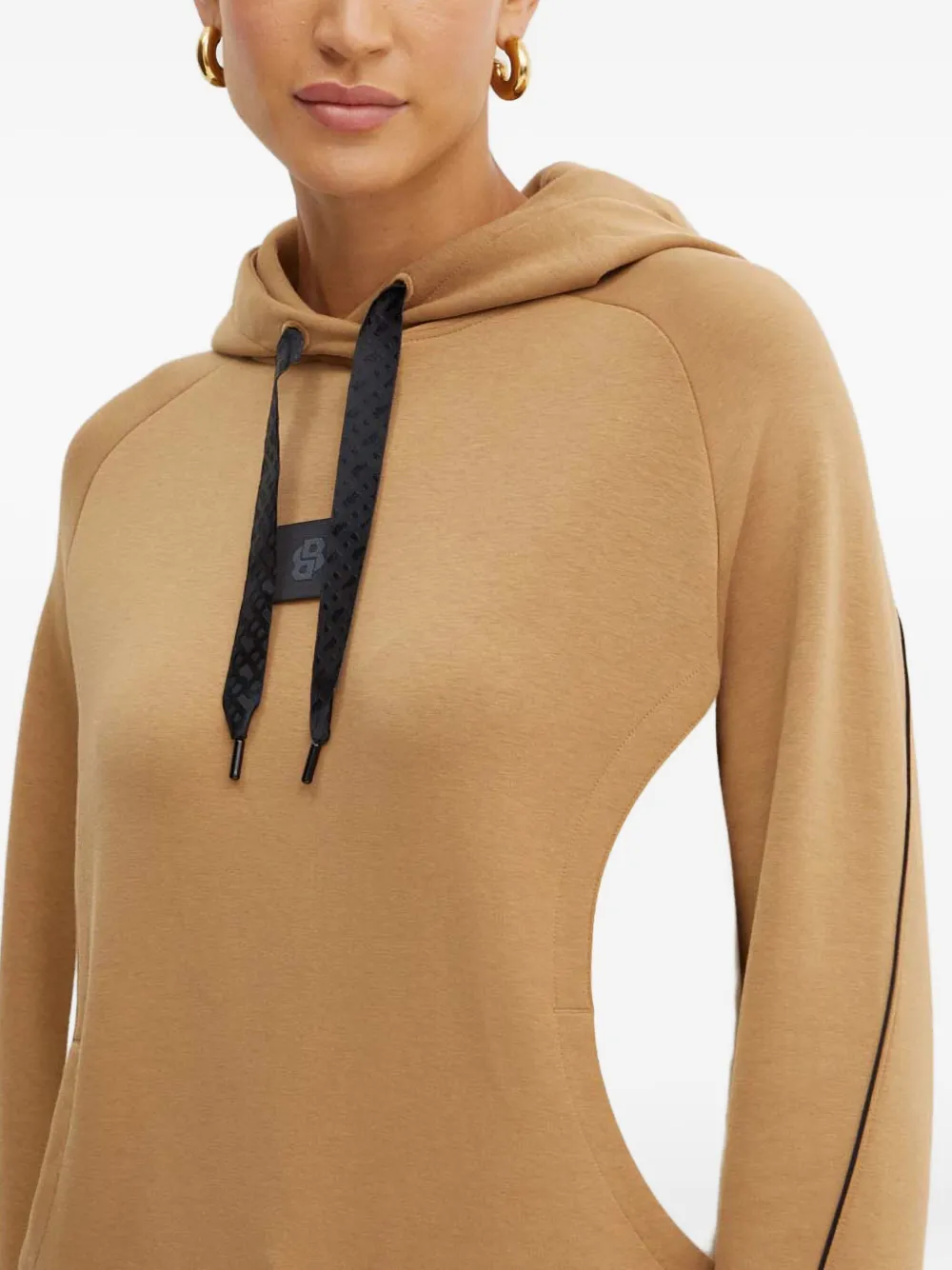 Hugo Boss Panelled Hoodie In Brown