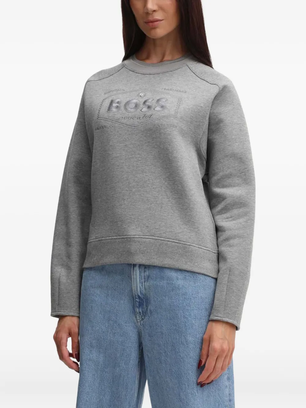 Hugo Boss Logo-detail Sweatshirt In Gray