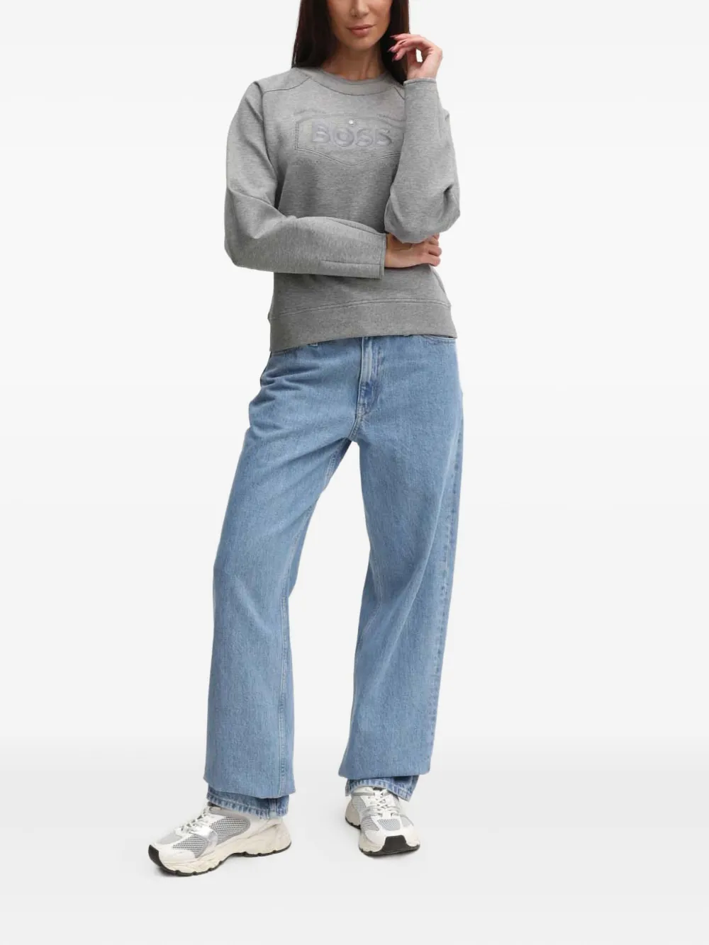 Hugo Boss Logo-detail Sweatshirt In Gray