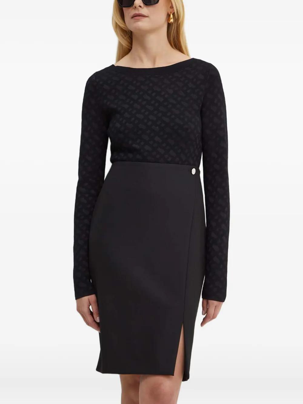 BOSS patterned long-sleeve sweater | Black | Image 1