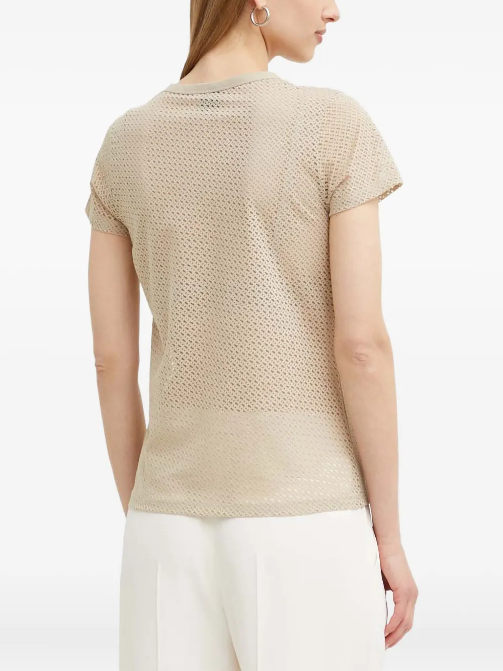 Hugo Boss Openwork Crew-neck T-shirt In Neutral