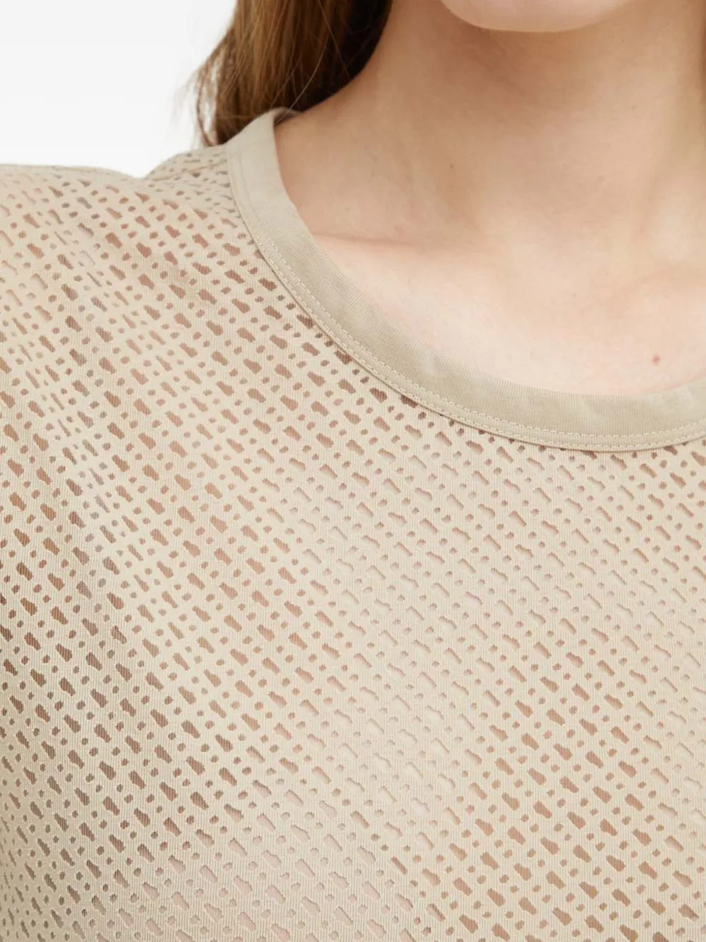 Hugo Boss Openwork Crew-neck T-shirt In Neutral