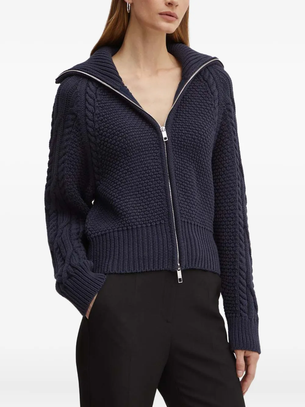 BOSS cable-knit zipped cardigan | Blue | Image 1