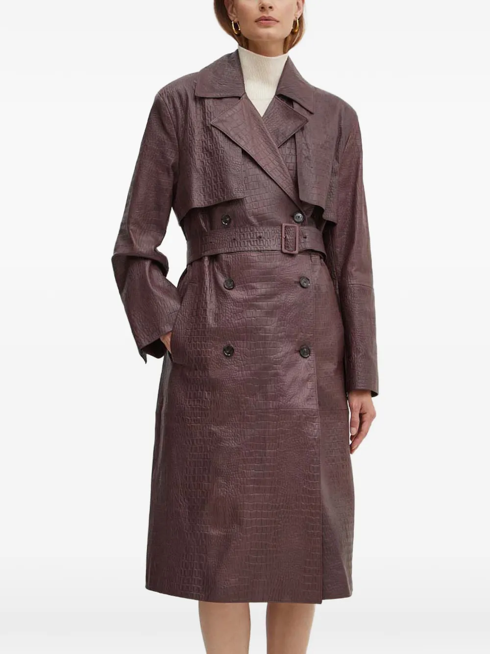 BOSS belted double-breasted coat - Marrone