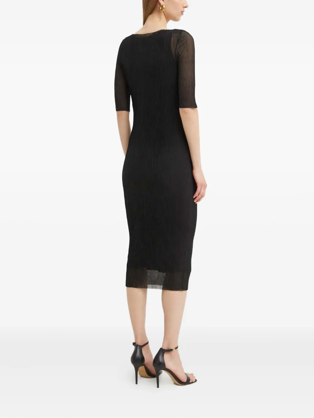 Hugo Boss Evibini Sheer Dress In Black