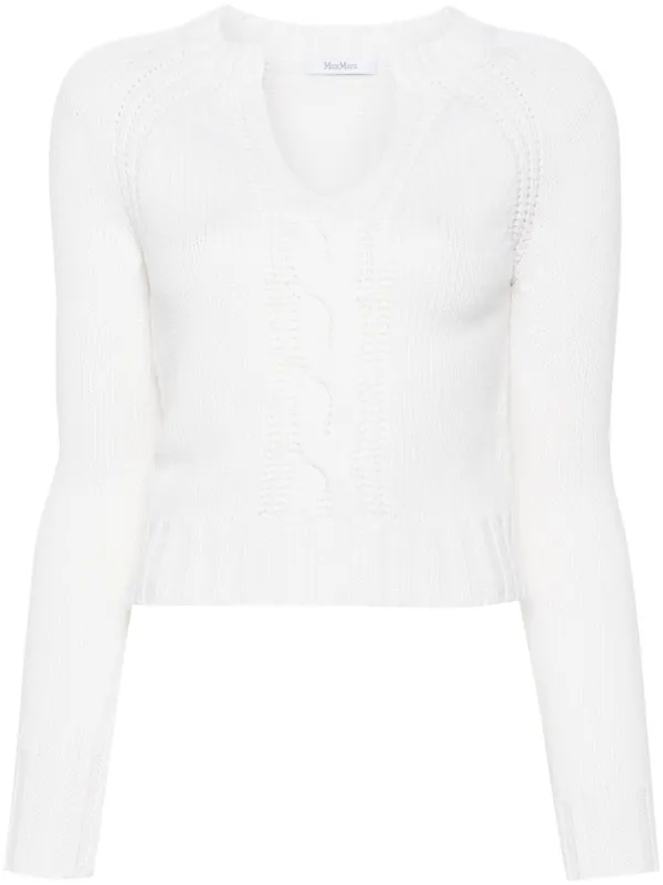 Tシャツ・カットソー MAX MARA White Cashmere Cancan Sweater Max Mara White Cashmere Cancan Sweater – LOZURI®