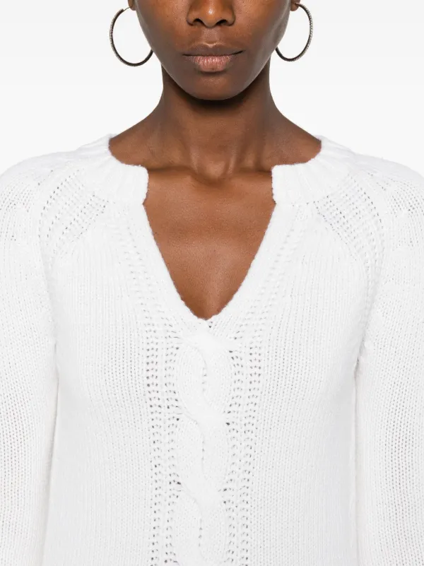Tシャツ・カットソー MAX MARA White Cashmere Cancan Sweater Max Mara White Cashmere Cancan Sweater – LOZURI®