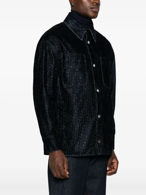 FENDI FF-flocked Shirt Jacket | Blue | FARFETCH BH