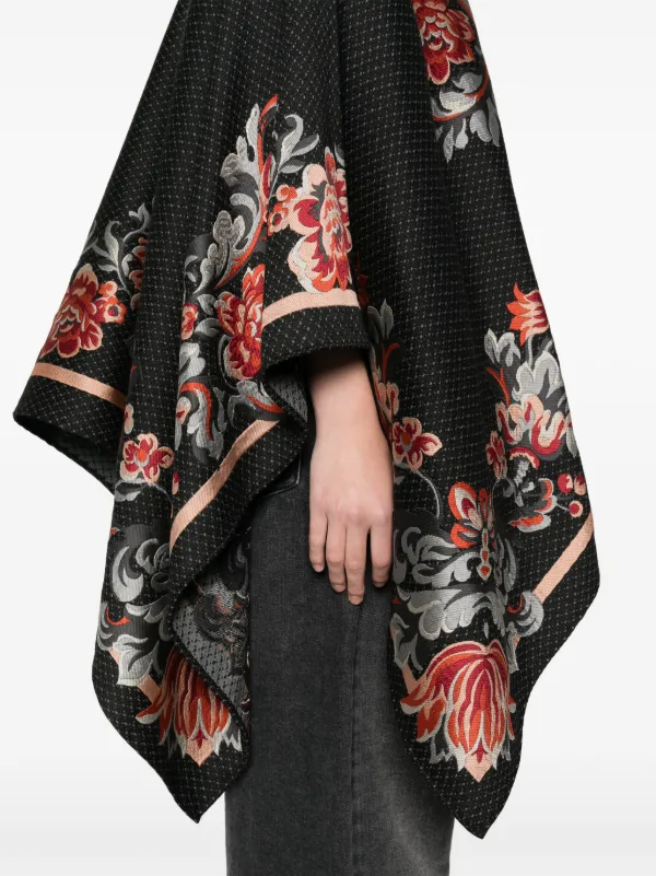 ETRO floral-embroidery Cape | Black | FARFETCH