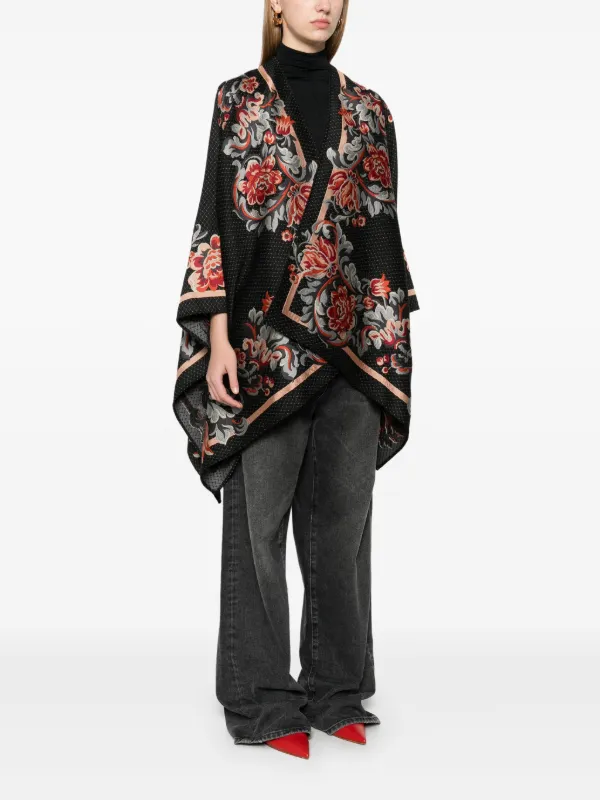 【送料&関税込】Etro Cape With Daisies ETRO paisley-print Reversible Cape | Black | FARFETCH