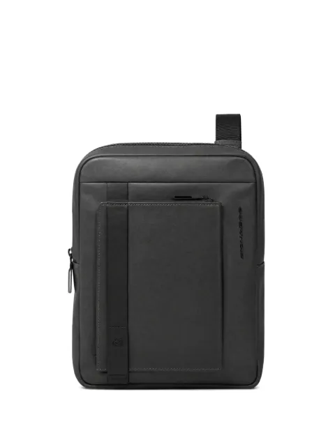 PIQUADRO logo-embossed leather messenger bag