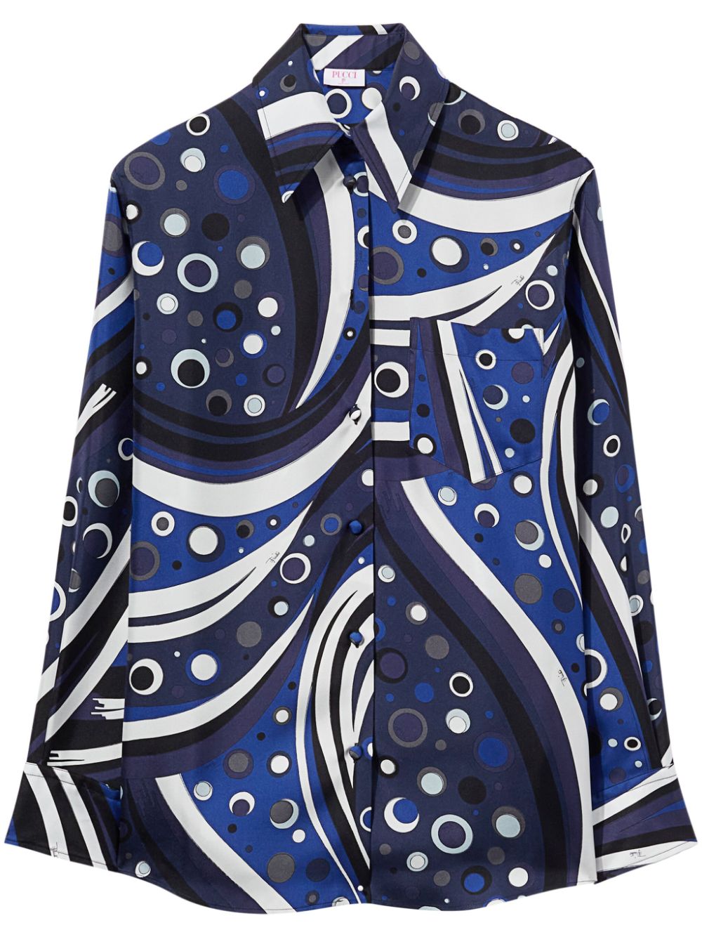 PUCCI Fontane-print silk shirt - Blue